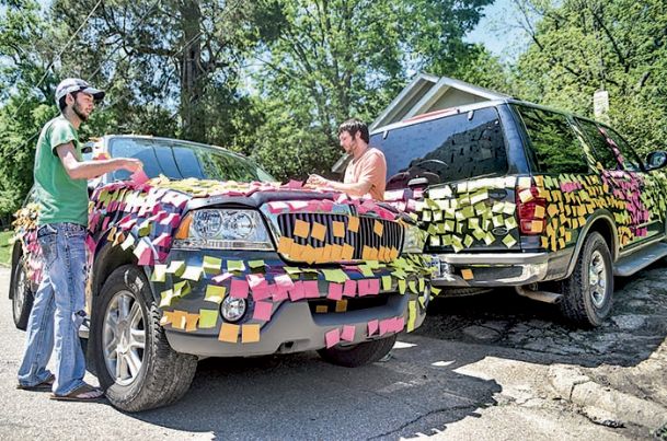 Post-It notes latest attack in neigborhood prank war