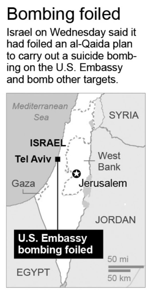 Israel says it foiled al-Qaida plot on United States Embassy