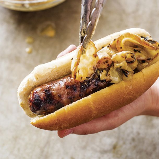 The foolproof way to grill sausages and onions together