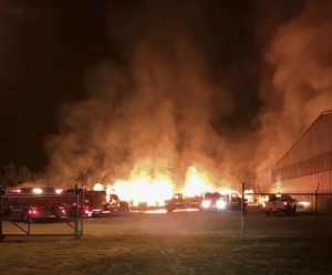 Fire destroys warehouse at TrimJoist factory