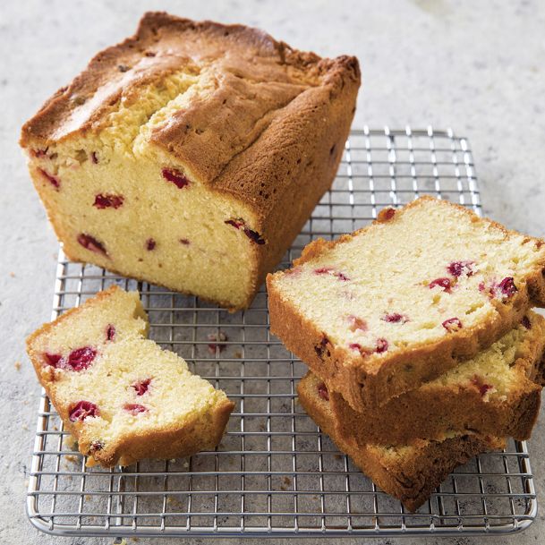 Tart cranberries and sour cream make pound cake sparkle