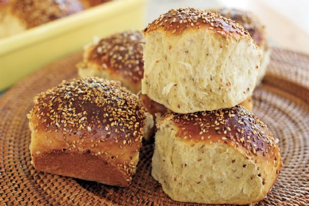 A moist and buttery seeded dinner roll with a sweet side