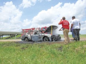 Car suddenly catches fire on Highway 82