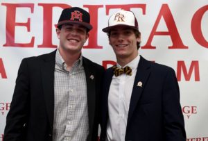 Close friends since seventh grade, Heritage Academy’s Seth Harris and Banks Hyde sign together to local junior colleges