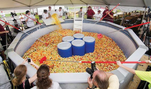 UMass students feast on 15,000-pound fruit salad