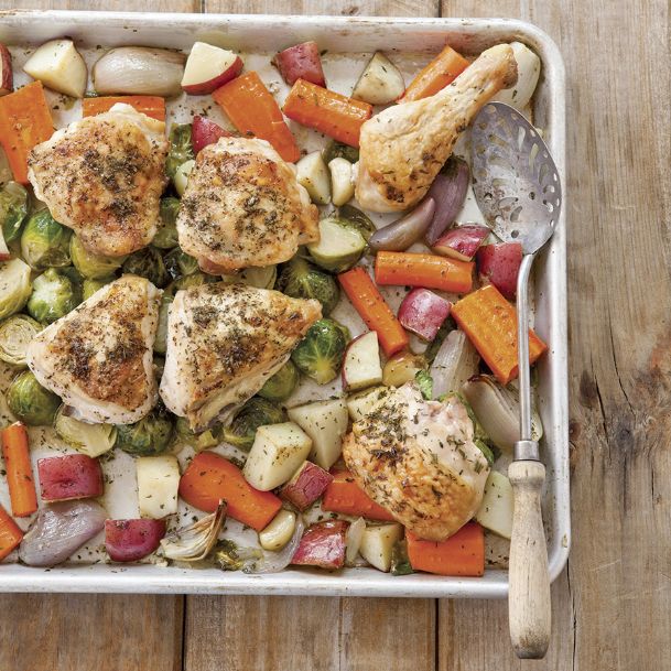 Roast chicken and vegetables together without a soggy mess