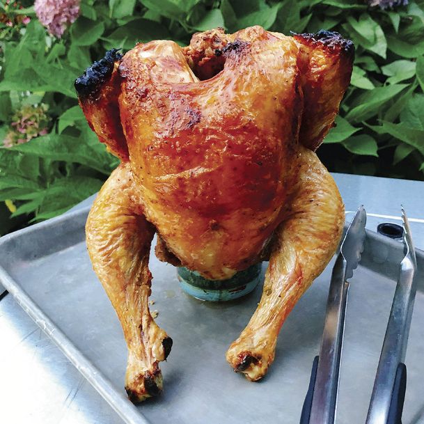 A chicken that’s tender and juicy, thanks to a beer can