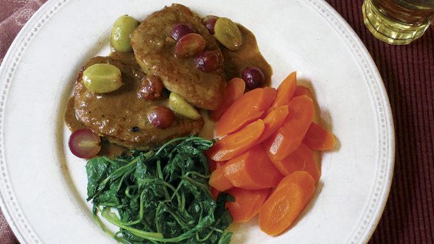 Pork medallions with grape sauce is quick weeknight entree