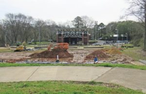 Work resumes at amphitheater after flooding subsides