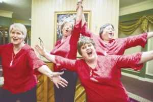 In harmony: Yes, women sing barbershop, too. Check out the Harmony G.R.I.T.S.