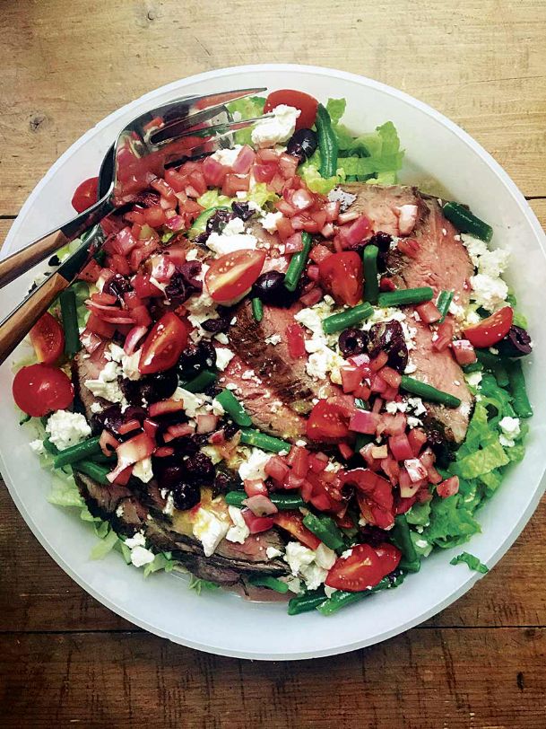 Cooking on Deadline: Greek Salad with Flank Steak