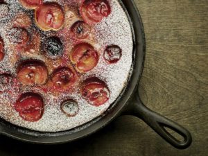 Cook fresh fruit in custardy batter