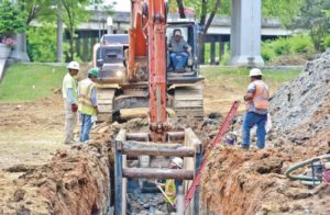 CL&W laying sewer lines at Riverwalk