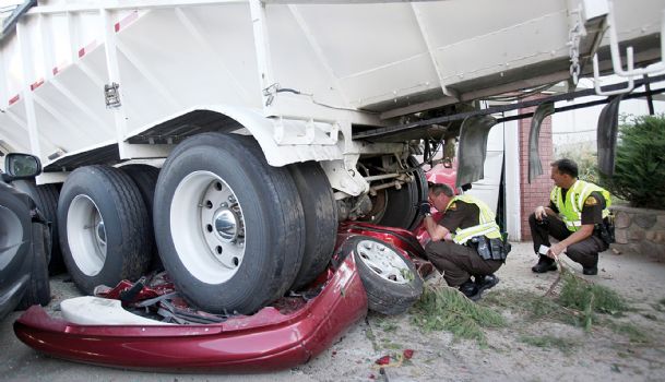 Runaway truck flattens vehicle in Utah