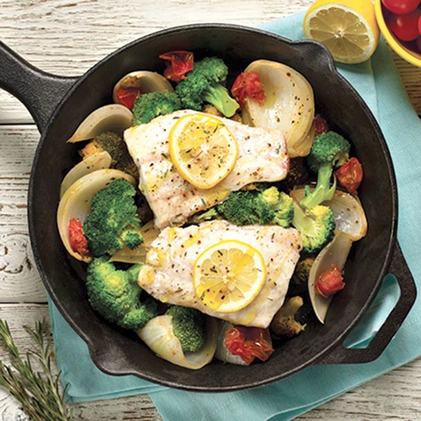 A one-pan fish dish to help eat healthy with seafood