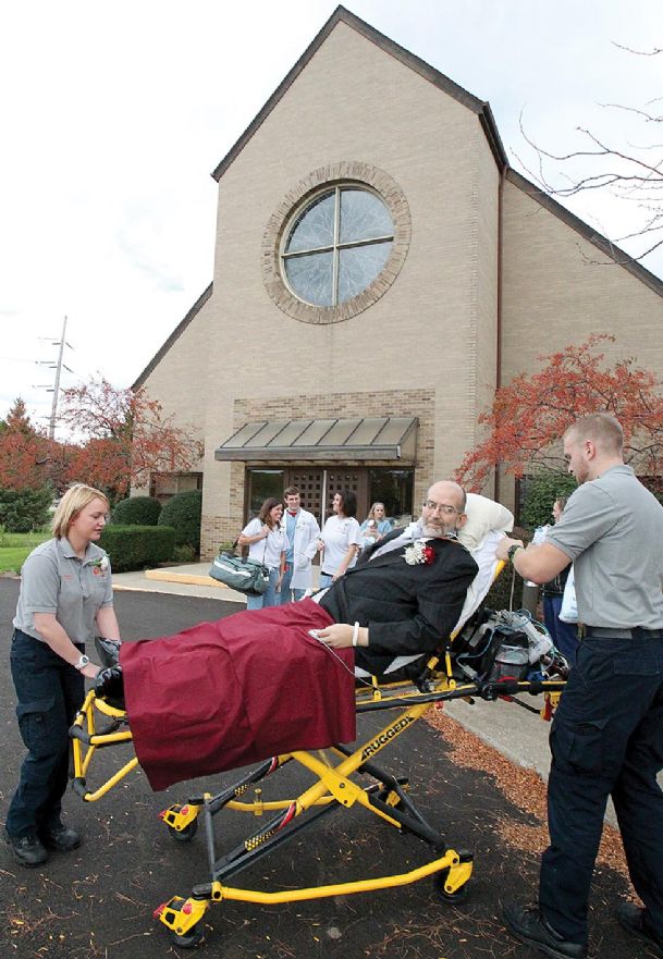 Dying Ohio man on gurney leads daughter down aisle