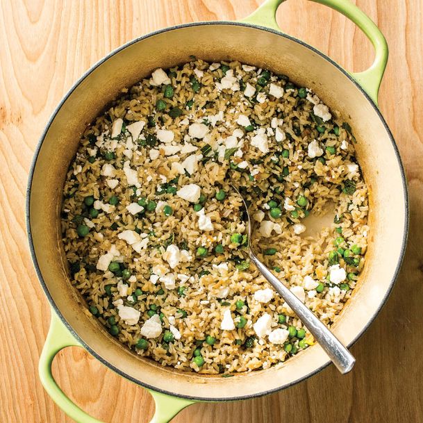 This rice dish gets delish with peas, feta and mint