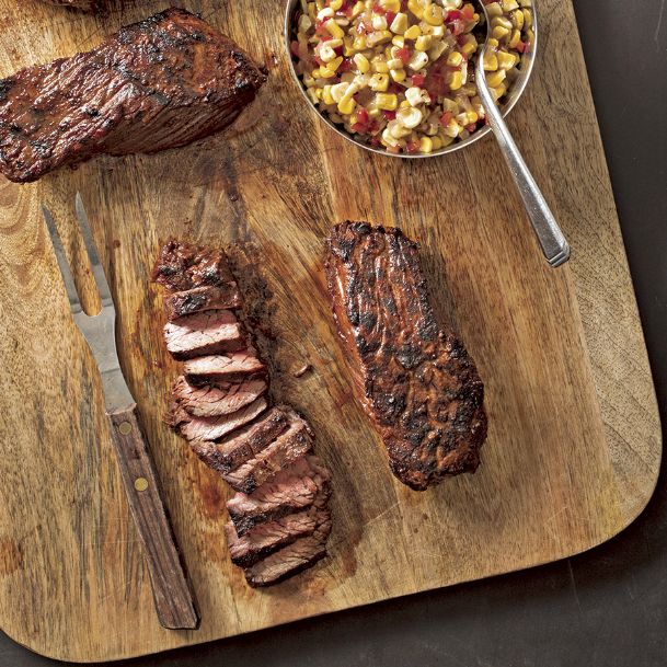 Sirloin steak tips meet their match with tangy corn relish