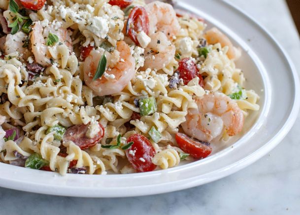 Elevate the basic pasta salad with feta and shrimp - The Dispatch