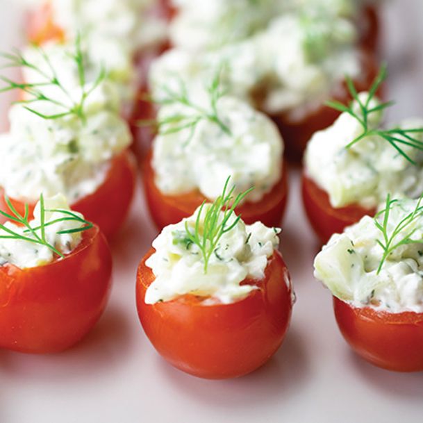 A stuffed tomato snack