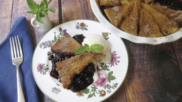 Serve blueberry pie with a cinnamon French toast crust