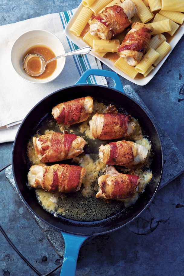 Cooking on deadline: bacon, sage and provolone chicken rolls