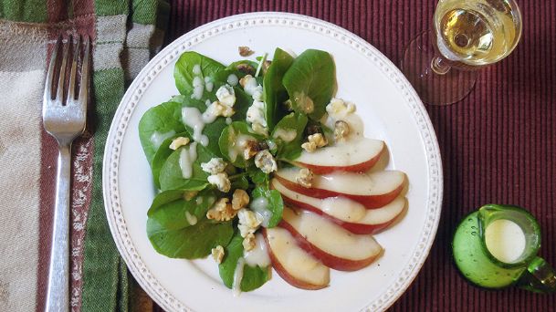 Serve green salad with pear dressing for Thanksgiving