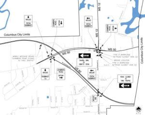 Map: Traffic detour plan for Lehmberg Road bridge work