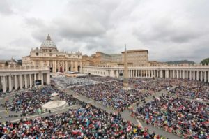 Francis presides over historic day of four popes