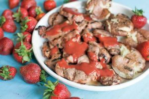 Triple glazing strawberry-balsamic pork tenderloin