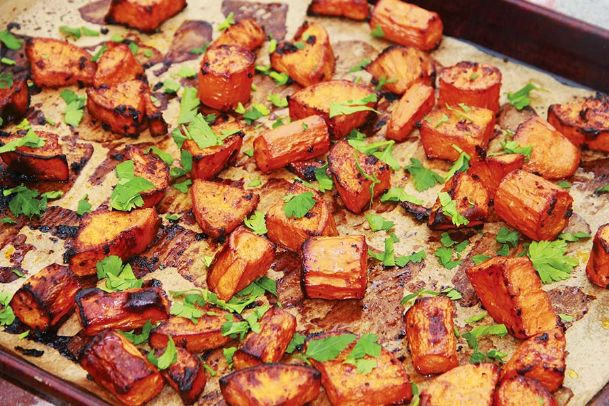 This sweet potato and carrot dish sparkles with vinaigrette