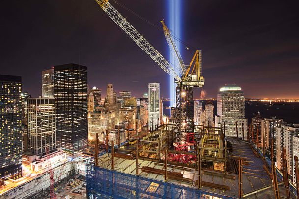 Spire installed on WTC tower