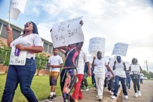 Residents march