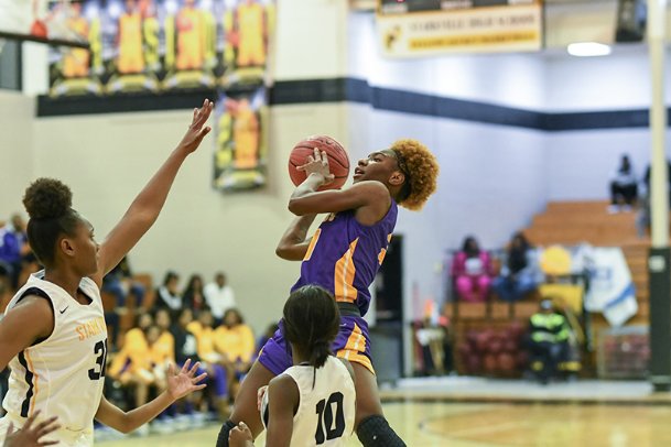 Columbus High senior Aniya Saddler has had to wait her turn. Now she’s the Falcons’ newest star.