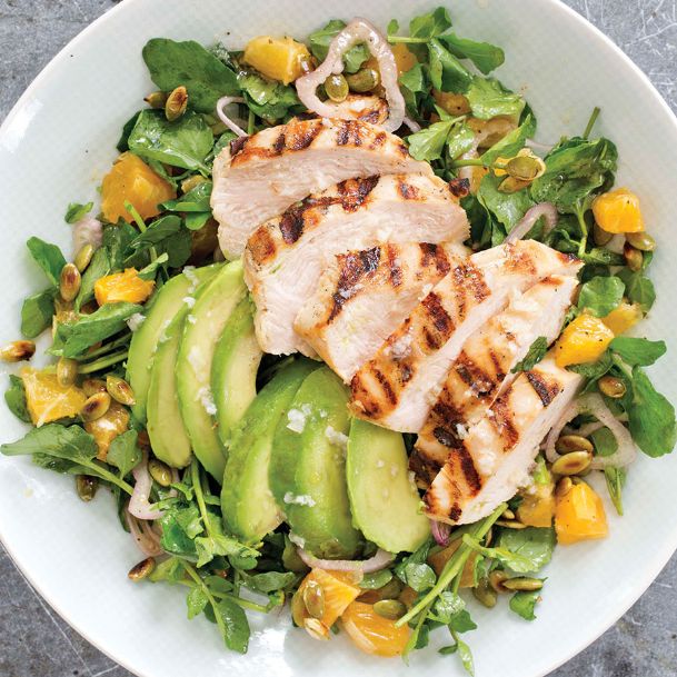 Grilled avocados gave this chicken salad a smoky depth