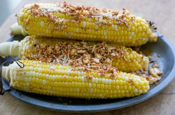 A cheesy, buttery take on grilled corn on the cob