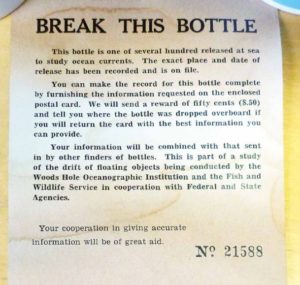 Bottle released by Mass. scientist in 1956 found