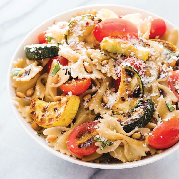 Zucchini or summer squash makes for a colorful pasta dish