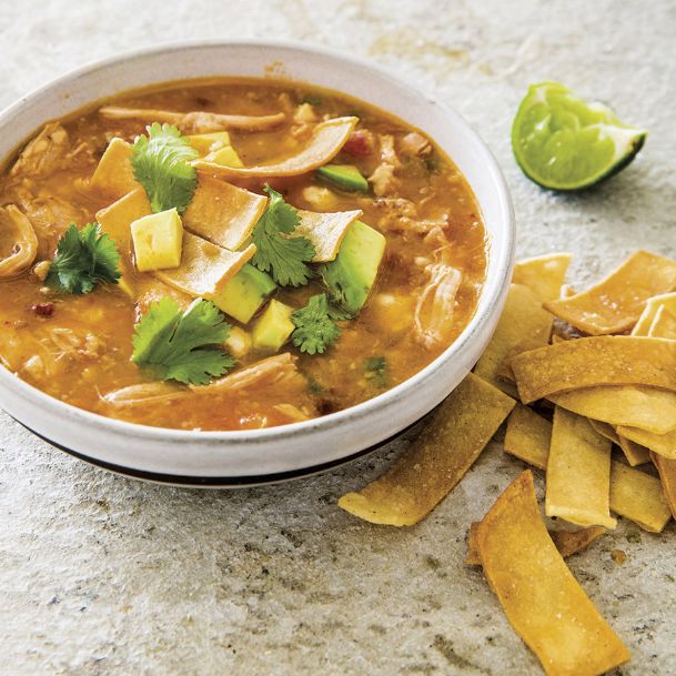 A multicooker helps make a deeply flavorful tortilla soup