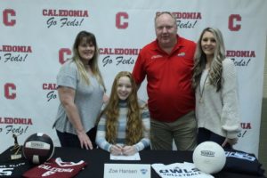 Caledonia senior Zoe Hansen signs to play volleyball at MUW