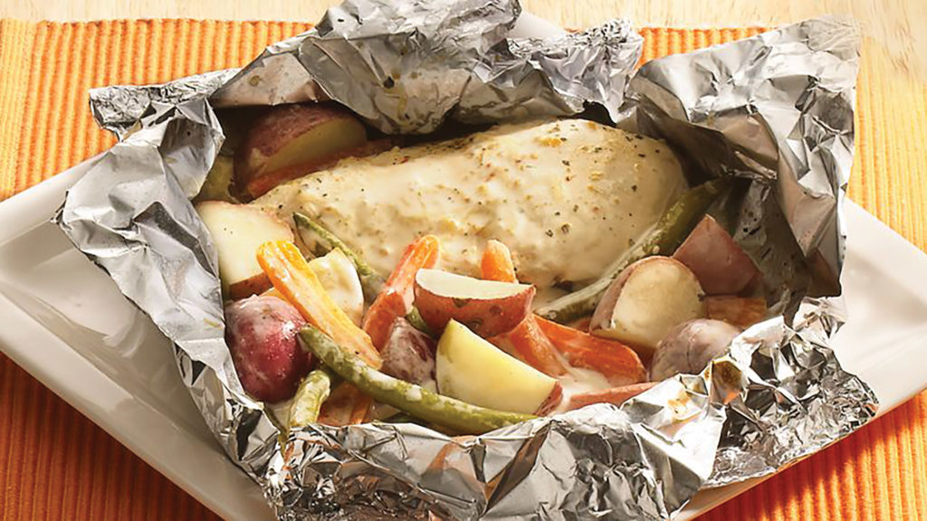 Foil packet dinners great for grilling, camping