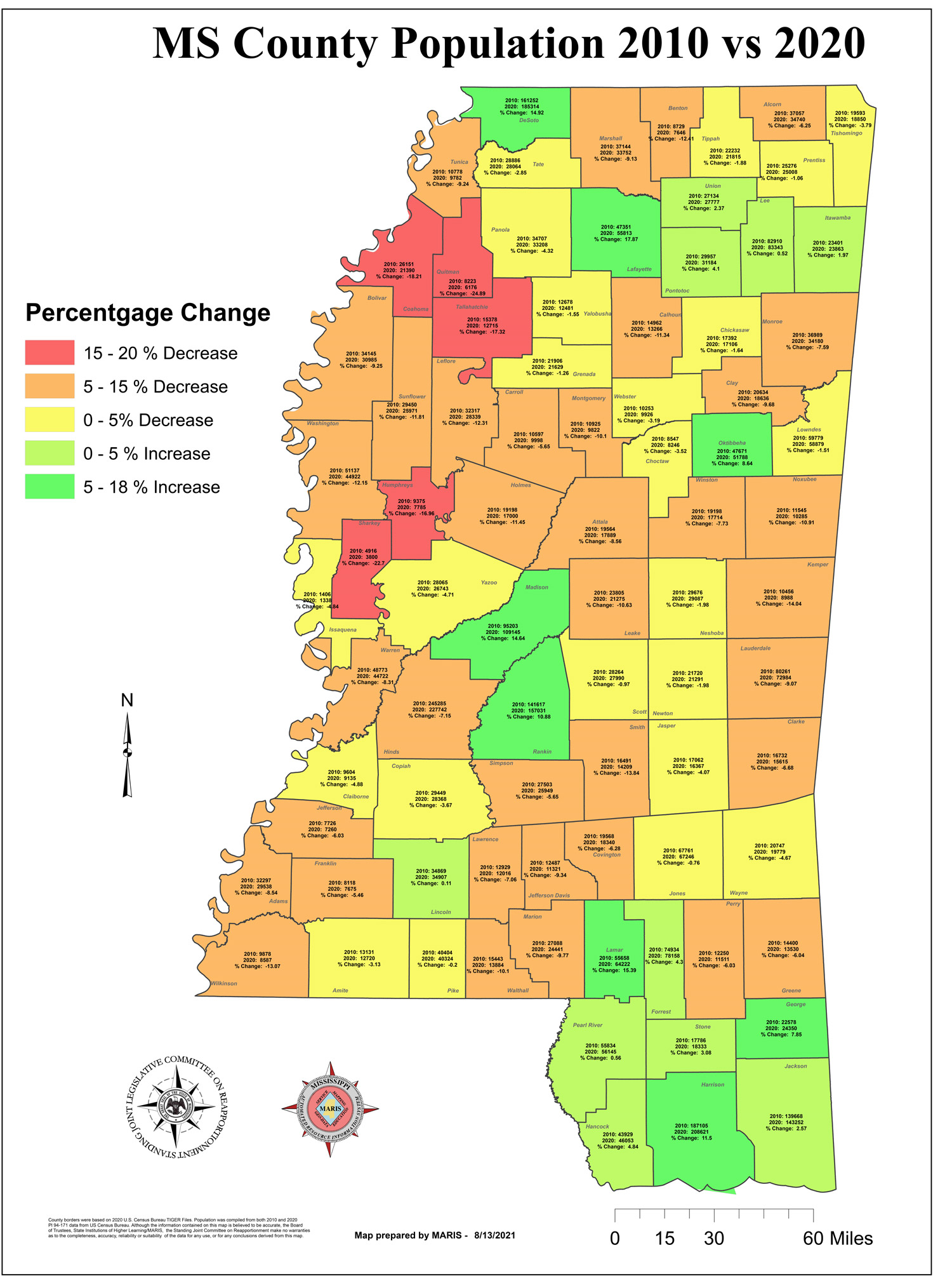 Analysis Few Areas In Mississippi See Boom In Population The Dispatch   PopCompare County 