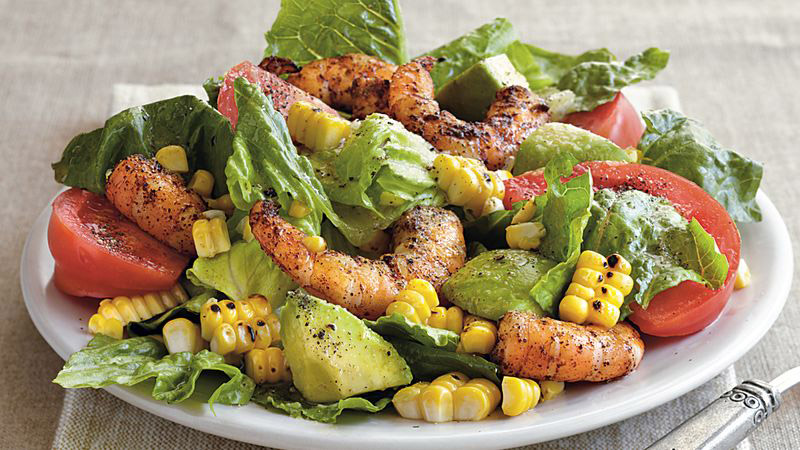 Grilled shrimp, corn highlight salad