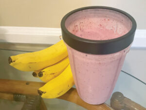 Buying blues and blending berry banana smoothies