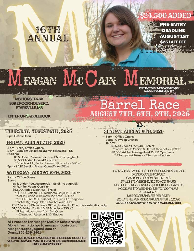 16th Annual Meagan McCain Memorial Barrel Race